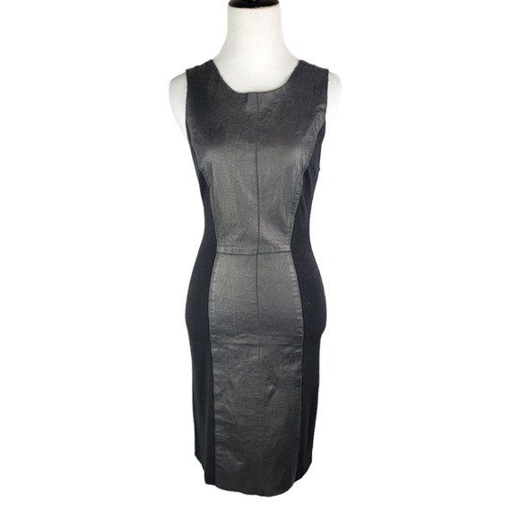 Illia Black Leather Panel Dress 4 - Picture 1 of 3